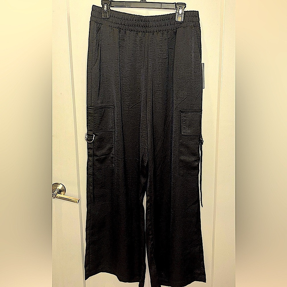 black satin palazzo pants